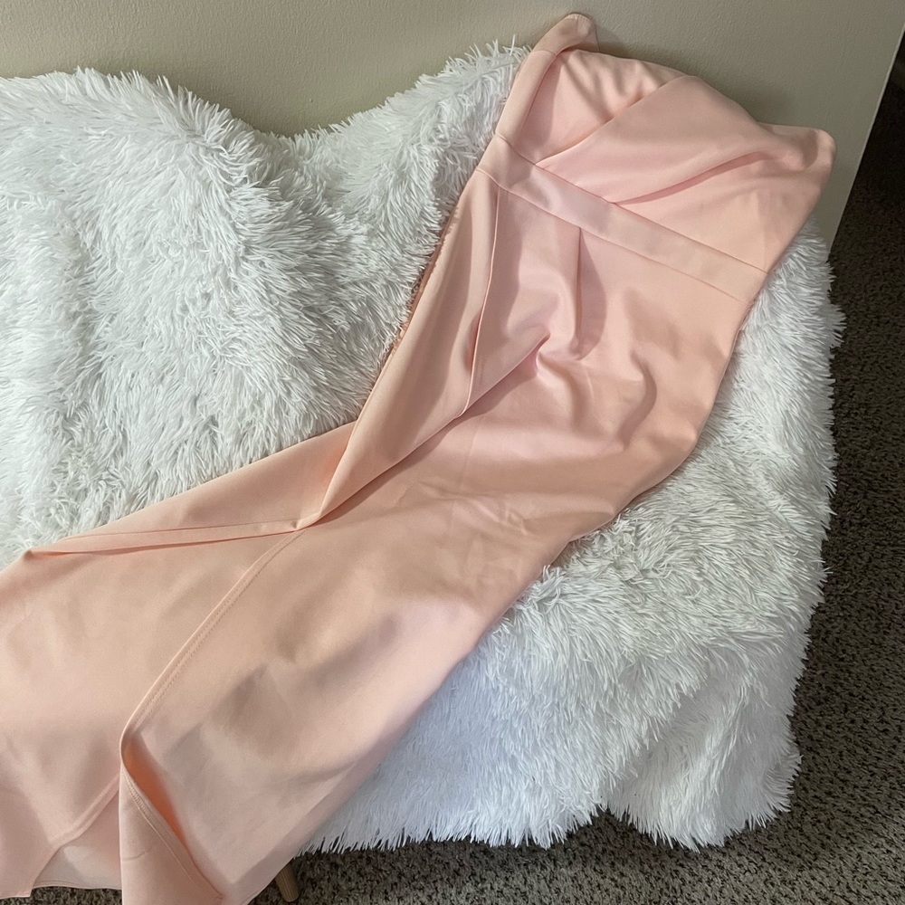 Blush strapless maxi cocktail dress